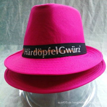 Rosa Farbe Fedora Hut Frauen mit benutzerdefinierten gedruckten Logo